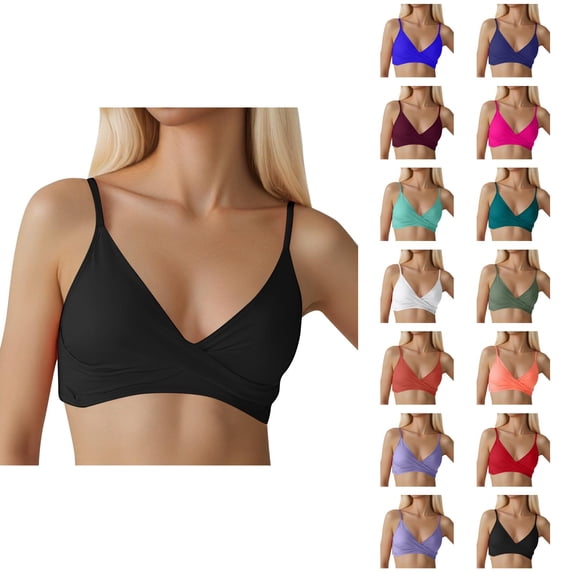 Bikini Tops for Women Push Up V Neck Adjustable Spaghetti Strap Twist Ruced Front Swimsuit Top Bathing Suit Tops