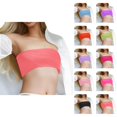 thumbnail image 1 of Bikini Tops for Women Ribbed Strapless Padded Bandeau Bikini Top Bathing Suit Top Swimwear, 1 of 5