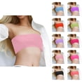 thumbnail image 1 of Bikini Tops for Women Ribbed Strapless Padded Bandeau Bikini Top Bathing Suit Top Swimwear, 1 of 5