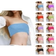 thumbnail image 1 of Bikini Tops for Women Ribbed Strapless Padded Bandeau Bikini Top Bathing Suit Top Swimwear, 1 of 5