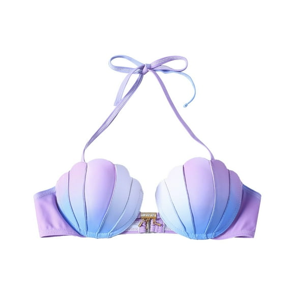 Summer Savings Clearance,Bikini Tops for Women Strappy Seashell Gradient Mermaid Swim Push Up For With Underwire Bathing Suit Tops