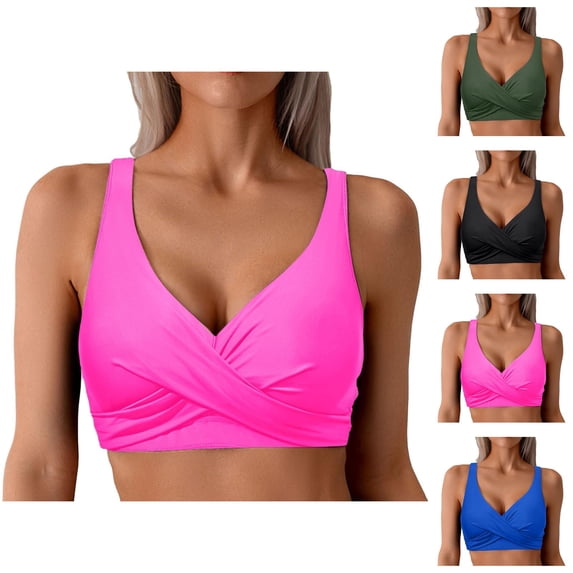 Bikini Tops for Women Twist Front V Neck Bikini Bra Bathing Suits Top Swimsuit Tops Swimwear