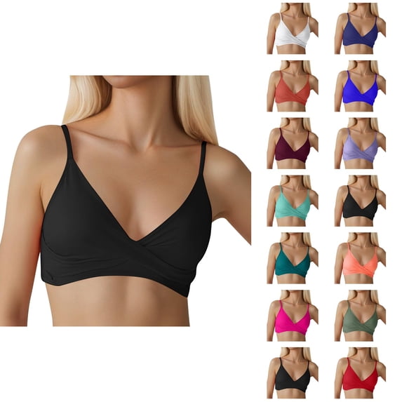 Bikini Tops for Women Twist Ruced Front V Neck Adjustable Push Up Bra Swimsuit Top