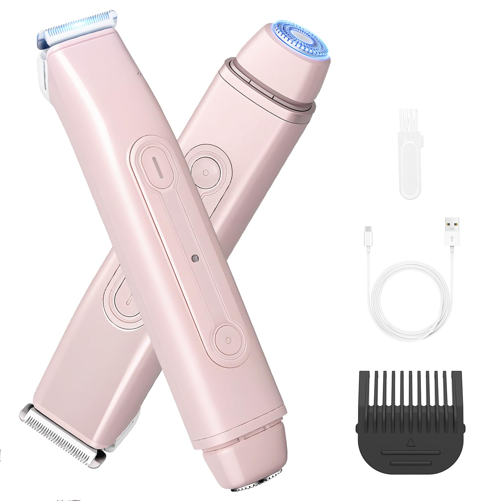 Bikini Trimmer Electric Razors for Women, 2-in-1 Dual-Head Cordless ...