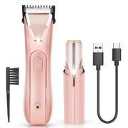 MichPong Bikini Trimmer Woman Clipper for Private Area Rechargeable w/ Light and Facial Hair Trimmer