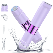 2 in 1 Women Electric Shaver, Dual Head Bikini Trimmer for Women IPX7 Waterproof Wet & Dry Use Body Hair Trimmer and Facial Hair Remover for Bikini Underarm Leg Arm Body Face