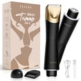 thumbnail image 1 of Bikini Trimmer for Women, 2 in 1 Electric Shaver for Women, Pubic Hair Trimmer Waterproof IPX7 with LED, Bikini Razor for Leg Arm Underarm Bikini Area, Christmas Gifts for Her - Black Gold, 1 of 9