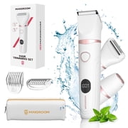 Bikini Trimmer for Women, 3 in 1 Electric Razors with LED Display, Waterproof Wet & Dry Use Hair Trimmer Kit for Ladies Pubic Legs Face Underarms, Type-C Rechargeable Portable Womens Body Shavers Set
