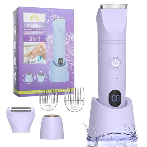 Obacre  Bikini Trimmer for Women, 3 in 1 Electric Razors for Women, IPX7 Waterproof Wet Dry Body Shaver Pubic Hair Trimmer Facial Hair Remover with Ceramic Blade USB Recharge Dock Gift for Women