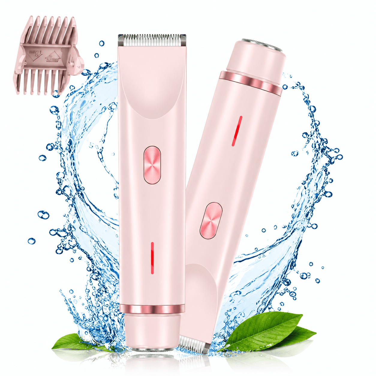 Hoeylife Electric Razor for Women, 2-in-1 Bikini Trimmer & Body Hair Remover, USB Rechargeable Cordless Shaver with Ceramic Blade, Waterproof Wet Dry Hair Removal