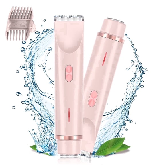Hoeylife Bikini Trimmer for Women, Dual-Head Electric Razor with Dual Ceramic Blades, USB Rechargeable Wet Dry Use IPX7 Waterproof