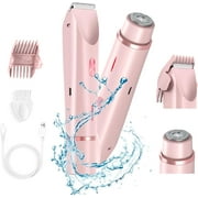 Bikini Trimmer for Women Electric Razors for Women, Double Head Dual Purpose Hair Trimmer Ipx7 Waterproof Wet & Dry Use,Womens Electric Shaver for Legs Underarm (Pink)