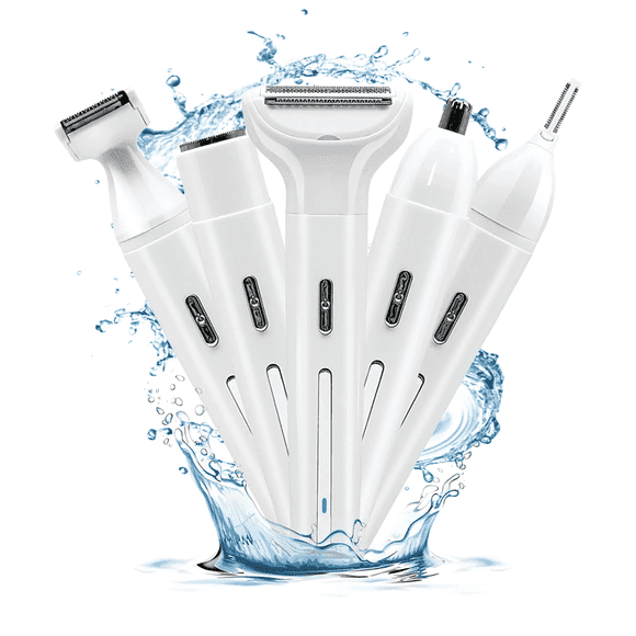 Hoeylife Electric Razor for Women - 5 in 1 Hair Trimmer for Lady, Rechargeable Electric Shaver, Wet & Dry IPX7 Waterproof for Face Nose Eyebrow Leg Bikini Armpit