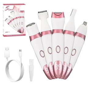Electric Razor for Women, 5 in 1 Women’s Electric Shaver, Portable Ladies Shaver, Replaceable Lady Facial Groomer, Cordless Wet and Dry Body Shaver, IPX7 Waterproof & Easy Cleaning
