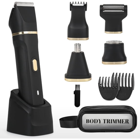 Bikini Trimmer for Women - 5 in 1   Razors for Women, IPX7  Pubic Hair Trimmer, Painless Womens  , Facial Razor & Nose Hair , Black