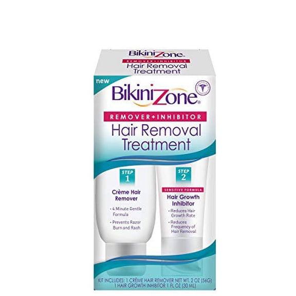 Bikini Zone Hair Removal Treatment Kit - Cream Hair Remover & Hair Growth Inhibitor Lotion Bundle