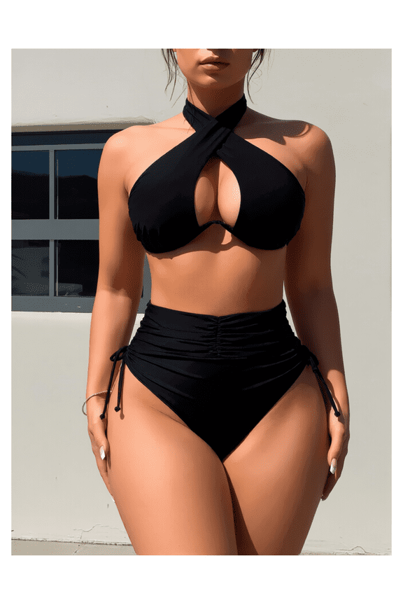 Bikini for Women Underwire Swimsuit Spaghetti Strap Bathing Suit Criss Cross Halter 2 Piece Swimwear Sexy Beachwear Adjustable Swimsuits
