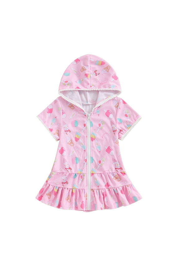 Bikinis for Teens 10-12 Kids Girls' Swim Cover-Up – Kids Hooded Terry Beach Towel Robe – Zip Up Fuffle Beach/Pool Bathrobe for Girls 3-11T