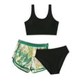 thumbnail image 1 of Bikinis for Teens Solid Colors Girls Swimsuit 3 Piece Bathing Suits Cute Quick Dry Bikini Tankini Sets with Cover Ups Beach Skirt for 5-12 Years, 1 of 3