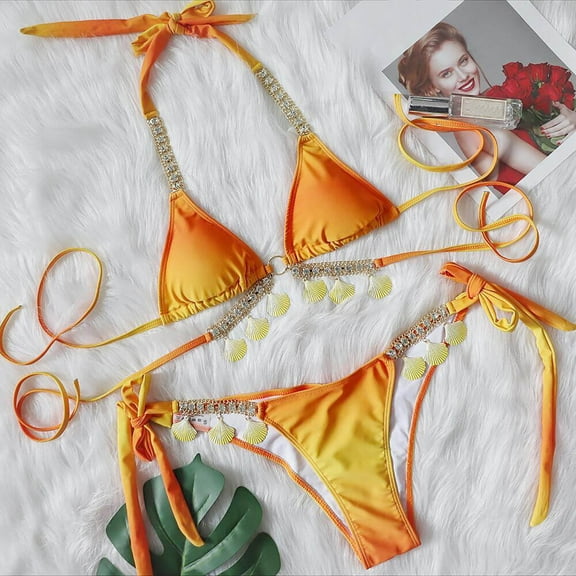 Bikinis for Women 2 Piece Gradient Color Swimsuit Fashion Filled Swimwear Beachwear