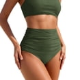 thumbnail image 1 of Bikinis for Women High Waisted Bikini Bottoms Tummy Control Triangle Swimwear Bottom Bathing Suit Army Green L, 1 of 5