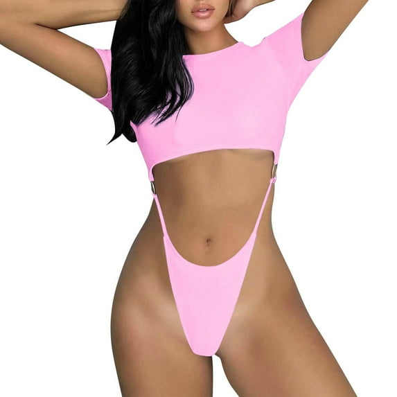 Bikinis for Women One Piece Meibei Conjoined Thong Bathing Suit Fashionable Solid Color Back Sexy Swimsuit