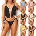 thumbnail image 1 of Bikinis for Women Solid Color Strapped Bodysuit Beach Casual Fashionable Bikinis Under 10$, 1 of 6