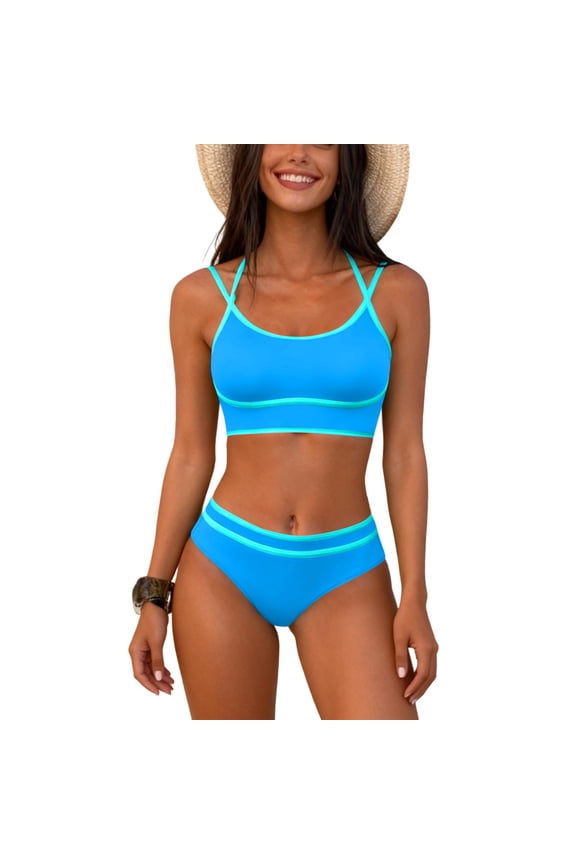 Bikinis for Women with Extra Lift,High Waisted Push Up Swimsuit Top and Full Coverage Briefs