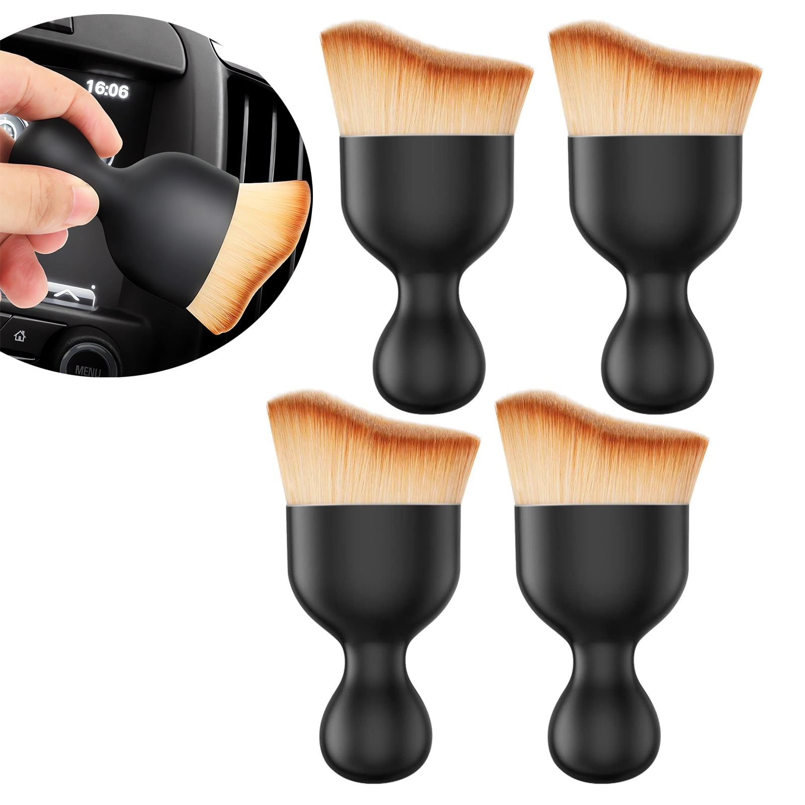 Bikirin 4Pcs Woobrooch Brush, Automotive Interior Dusting Brush