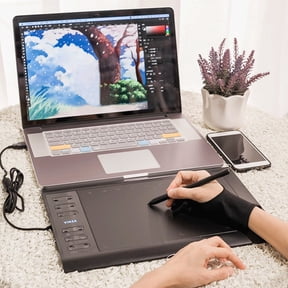 Graphics Drawing Tablet 14.06 x 9.6 Inch with 8192 Levels Battery-Free Pen and 8 Hot Keys, Compatible with PC/Mac/Android OS for Painting, Design & Online Teaching Black