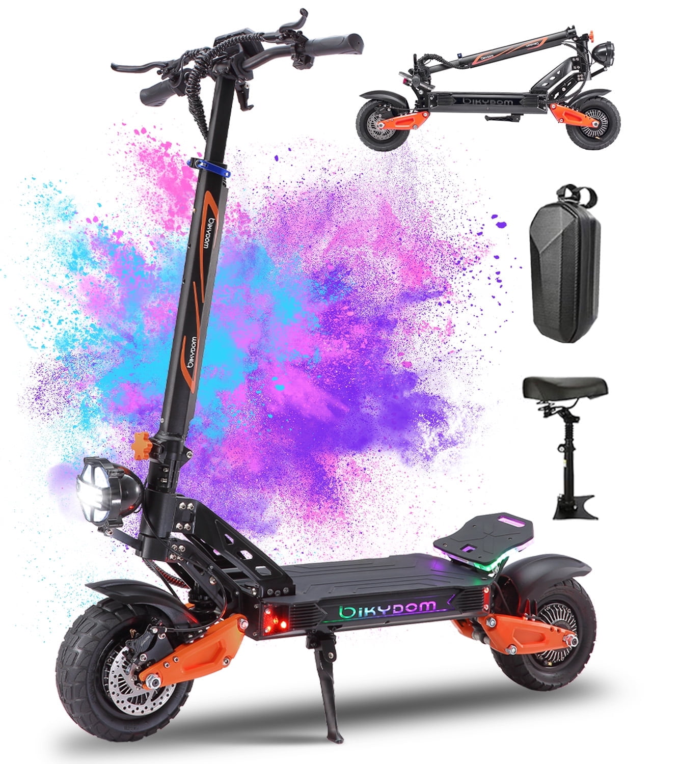 Bikydom 45Mph Electric Scooter for Adults with Seat, 5000W up to 50 Miles Range, 60V/25.6AH E-Scooter NFC Max Load 265lbs