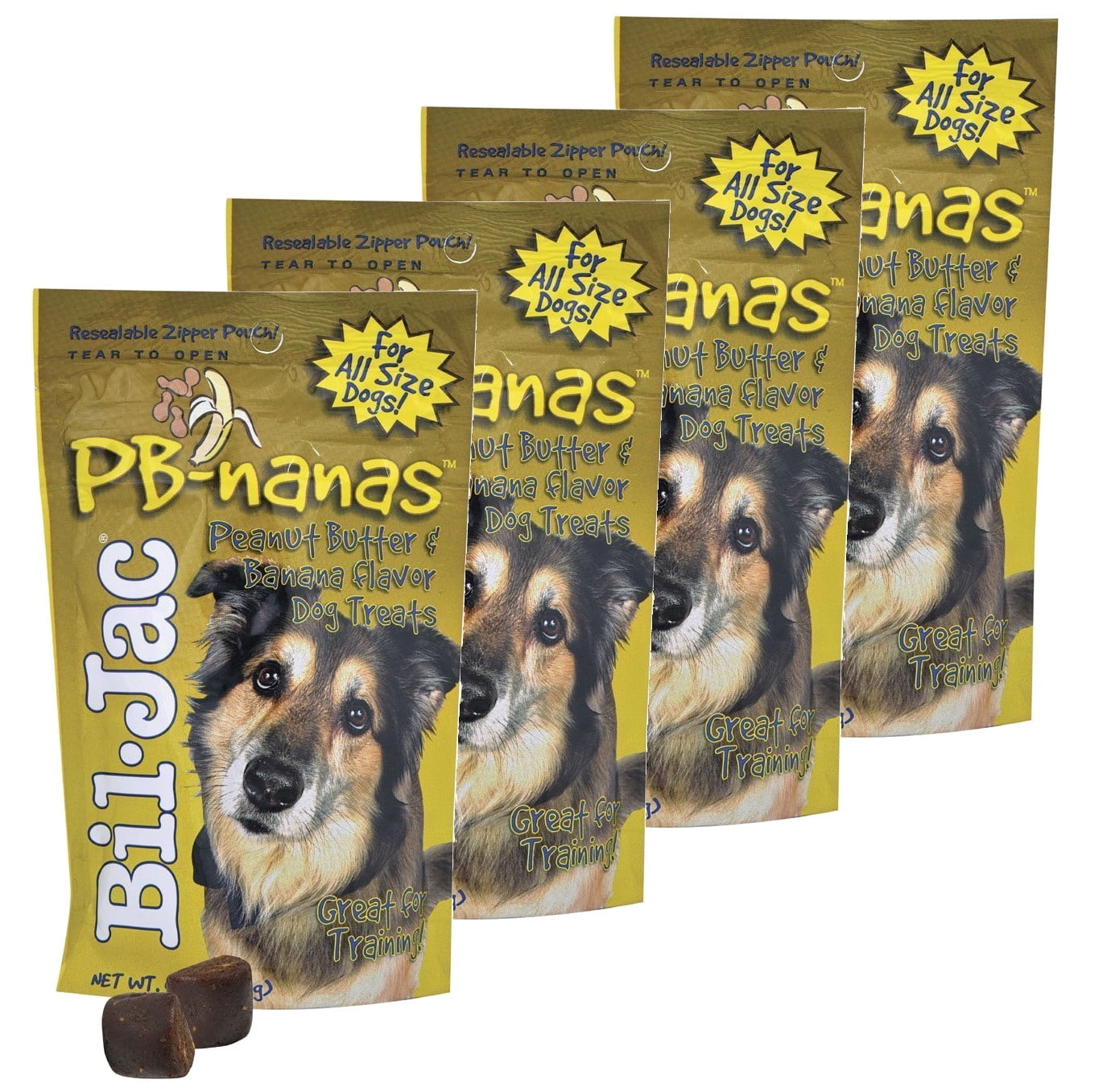 BilJac PBNanas Dog Treats 4 oz, 4 Pack