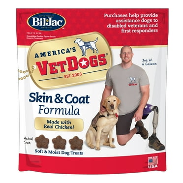 Bil-Jac VetDogs Veteran's K-9 Corps Skin & Coat Formula, Soft & Moist Dog Treats, Chicken, 10 oz