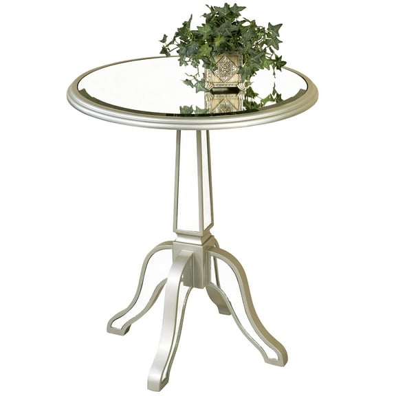 Bila Mirrored Pedestal Table Silver Gray Silver Gray