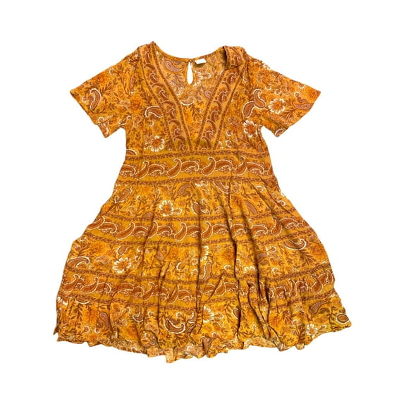 Bila Women's Soft Short Swingy Crepe Tiered Floral Paisley Dress - Size Medium