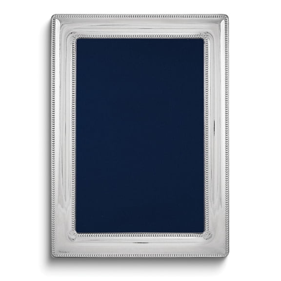 Bilaminate Sterling Silver Double Border Beaded 5x7 Frame QGM7126