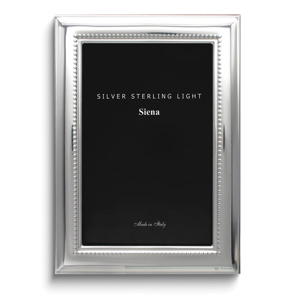 Bilaminate Sterling Silver Wide Plain Beaded 5x7 Frame