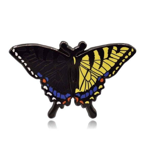 Bilateral Gynandromorph Eastern Tiger Swallowtail Butterfly Hard Enamel Pin | Clayton Jewelry Labs