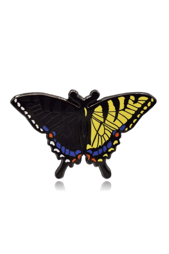 Bilateral Gynandromorph Eastern Tiger Swallowtail Butterfly Hard Enamel Pin | Clayton Jewelry Labs