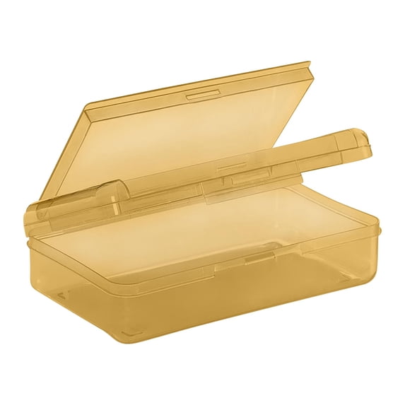 Bilayer Plastic Pencil Box Large Capacity Pencil Boxes Clear Boxes with Snap-tight Lid Stackable Design and Stylish Office Supplies Storage Organizer Box