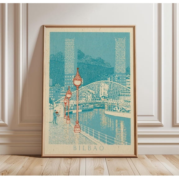 Bilbao Architecture Bridge City Print Travel Wall Art, Unframed Paper Print