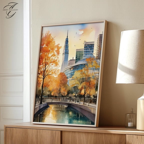 Bilbao Autumn Art Print, Modern Cityscape Wall Art, Fall Decor For Home, Spain Landscape Poster, Spain Urban Artwork, Bilbao Wall Art Wt51, Unframed Poster Size 8x12 F03.1.21l702