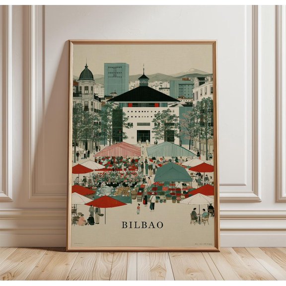 Bilbao Market City Architecture Travel Spanish Wall Art Poster Decor