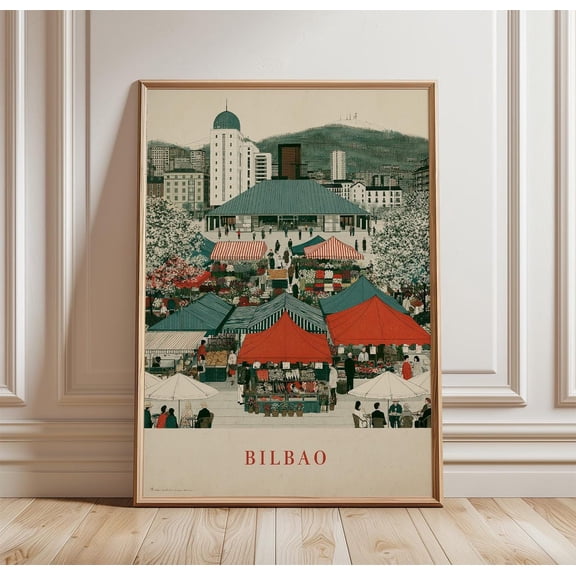 Bilbao Market City Print Architecture Travel Wall Art, Unframed Paper Print