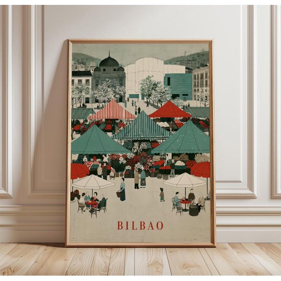 Bilbao Market City Print Architecture Travel Wall Art, Unframed Paper Print