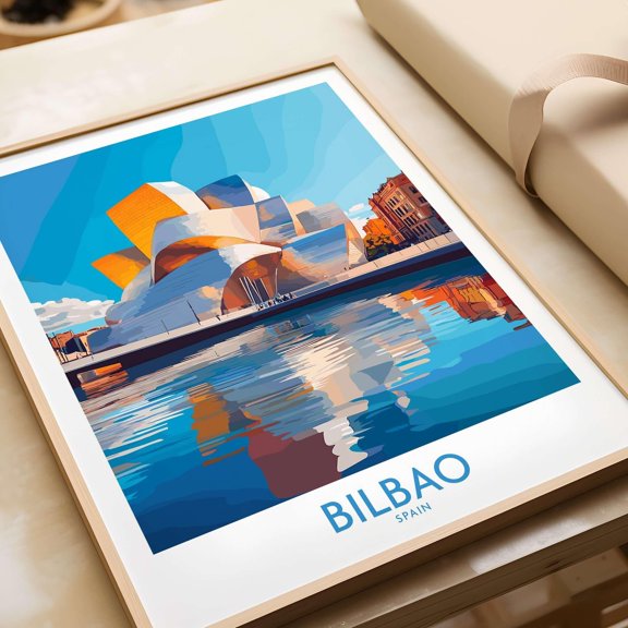 Bilbao Poster Spain Bilbao Art Print Travel Print Home Dcor Poster Gift Digital Illustrati