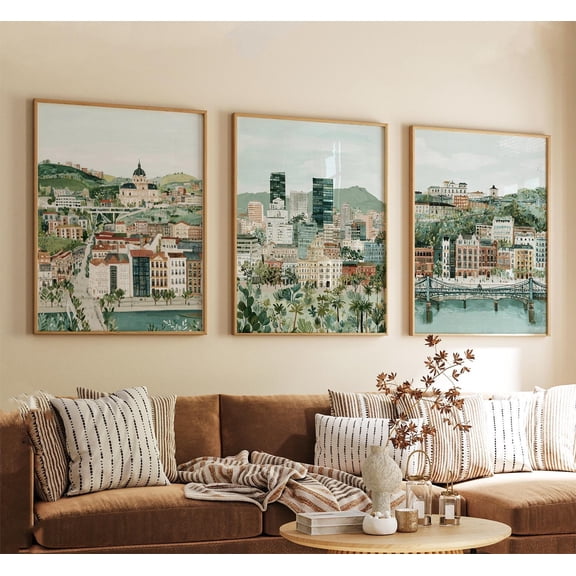 Bilbao Posters Vintage Spain Travel Wall Art Home Decor Office Wall Art Set 3