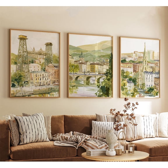 Bilbao Posters Vintage Spain Travel Wall Art Home Decor Office Wall Art Set 3