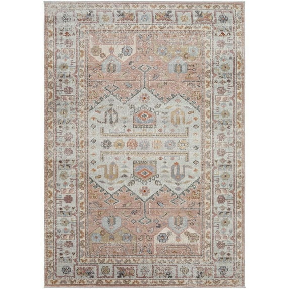 Bilbao Red/Orange 7'10" x 10' Traditional Rectangle Area Rug