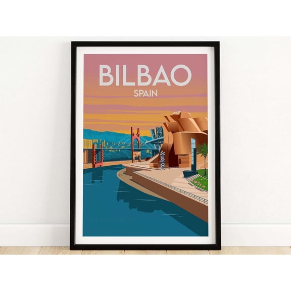 Bilbao Spain Art Print Wall Art Poster Guggenheim Museum Bilbao Spanish Travel Poster Home